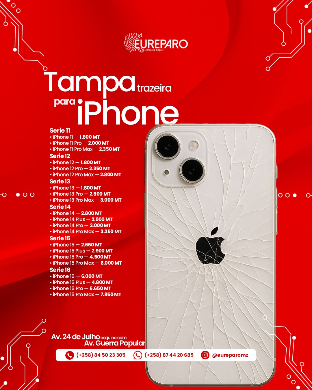 Tampa traseira para iPhone